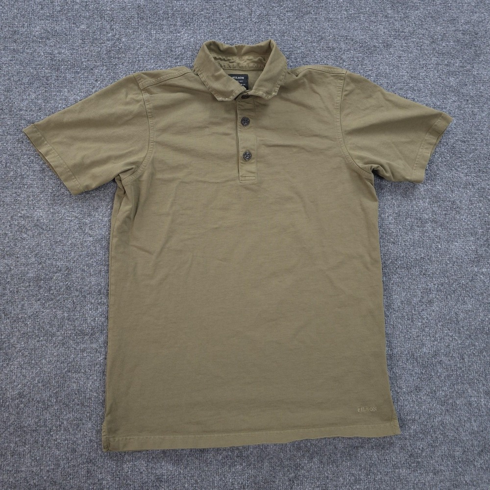 Filson Polo‎ Shirt Mens XS Green Field Olive Pique Casual Hiking Camp Outdoorsr